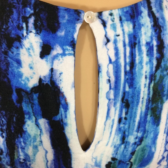 Felicity & Coco Blue Watercolor Fit and Flare Sleeveless Dress - Picture 4 of 7